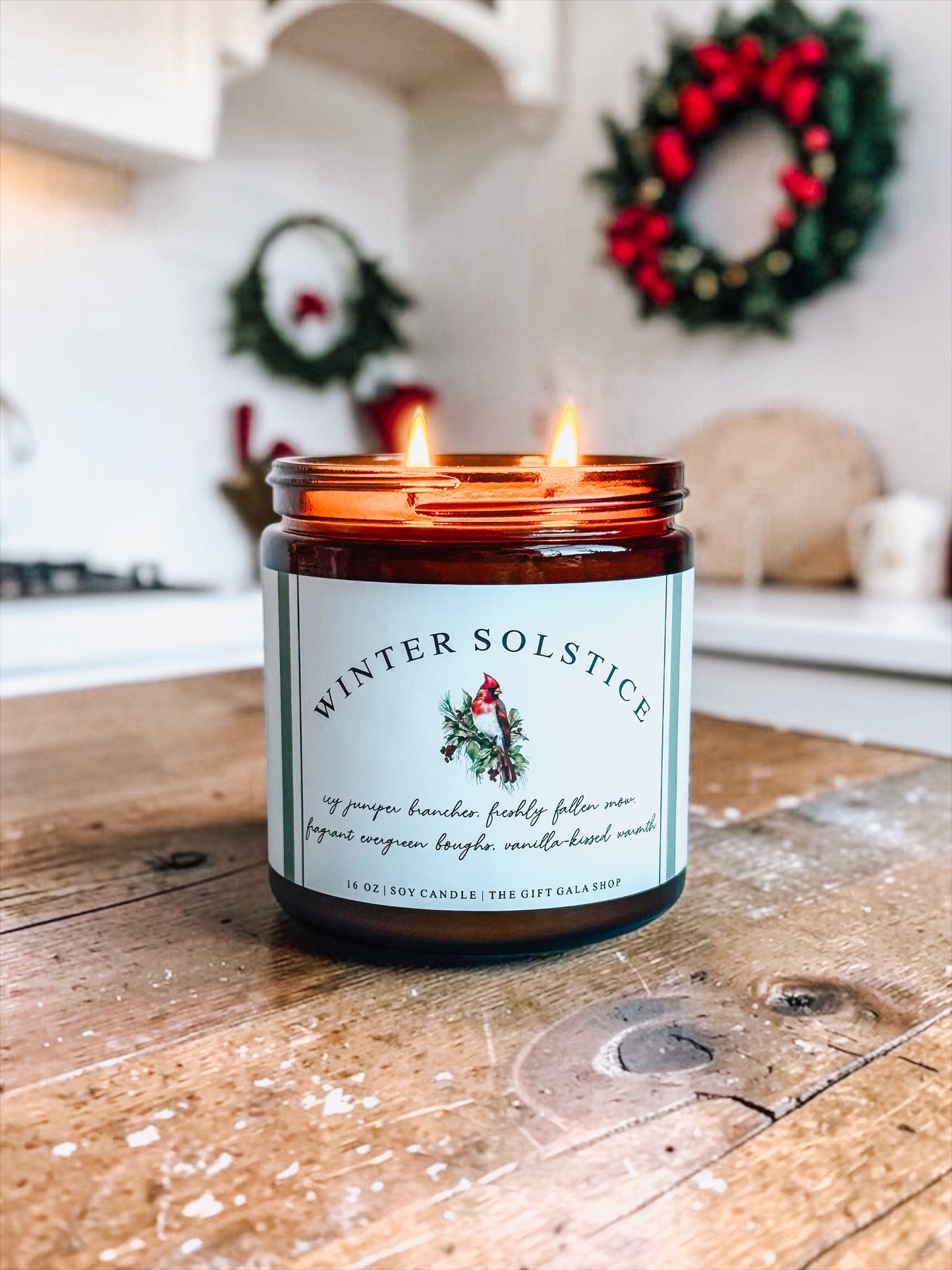 Holiday Amber Jar Candle | 16 oz Hand Poured Soy Candle | Cozy Christmas Home Fragrance| Christmas Candle Gift The Gift Gala Shop Candle Co. 