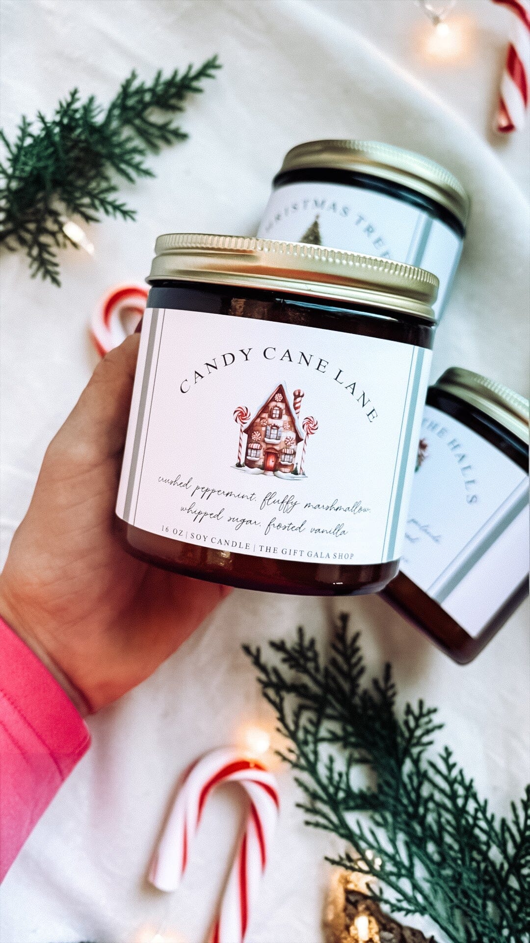 Holiday Amber Jar Candle | 16 oz Hand Poured Soy Candle | Cozy Christmas Home Fragrance| Christmas Candle Gift The Gift Gala Shop Candle Co. 