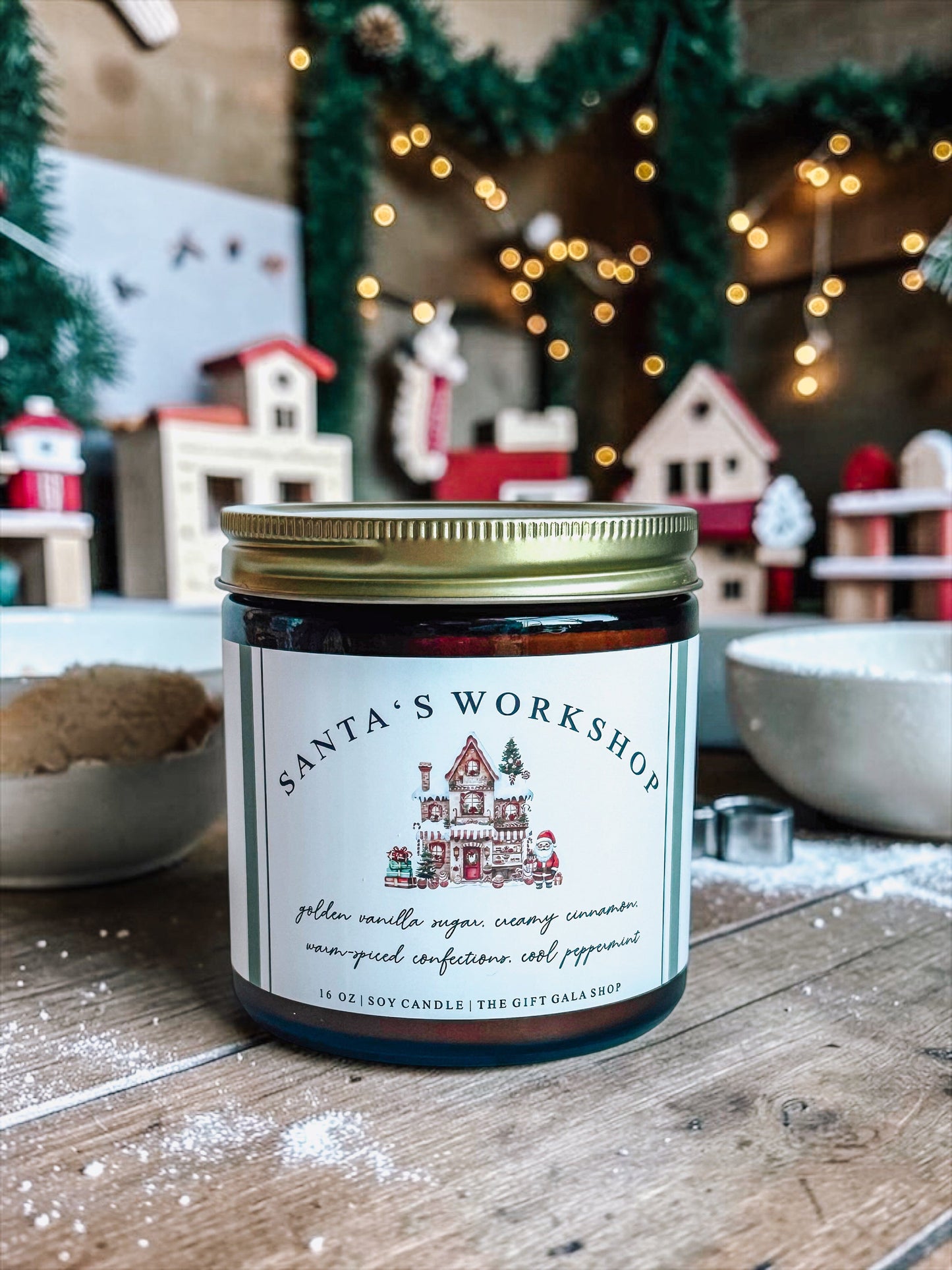 Holiday Amber Jar Candle | 16 oz Hand Poured Soy Candle | Cozy Christmas Home Fragrance| Christmas Candle Gift The Gift Gala Shop Candle Co. 