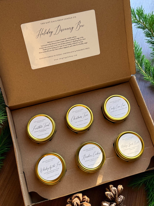 Holiday Discovery Box Candle Set | Candle Testers | Christmas Scented Candles The Gift Gala Shop Candle Co.