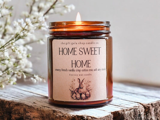 Home Sweet Home Scented Soy Candle | Best Candle for Primitive Spring Decor | Easter Basket Gift for Grandma, Teen, Host The Gift Gala Shop Candle Co. 