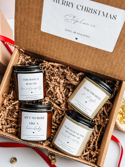 Homebody Gift Box | Candle Set of 4 | SAHM Gift for Christmas | Handmade Scented Candles The Gift Gala Shop Candle Co.