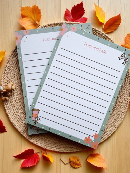 I Can and I Will Notepad 4.25" x 5" - Motivational Notepad - Cute Stationery - Small Business Notepad The Gift Gala Shop Candle Co.
