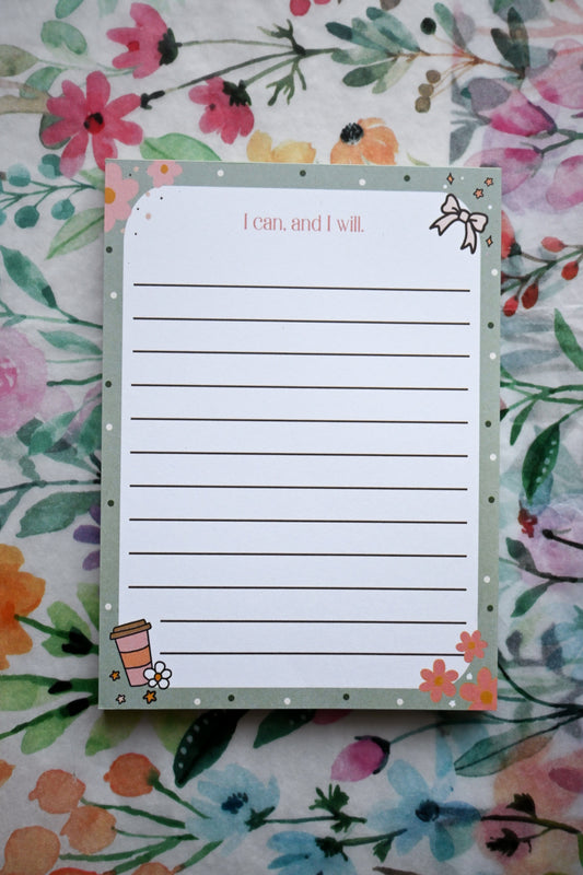 I Can and I Will Notepad 4.25" x 5" - Motivational Small Business Notepad The Gift Gala Shop Candle Co.