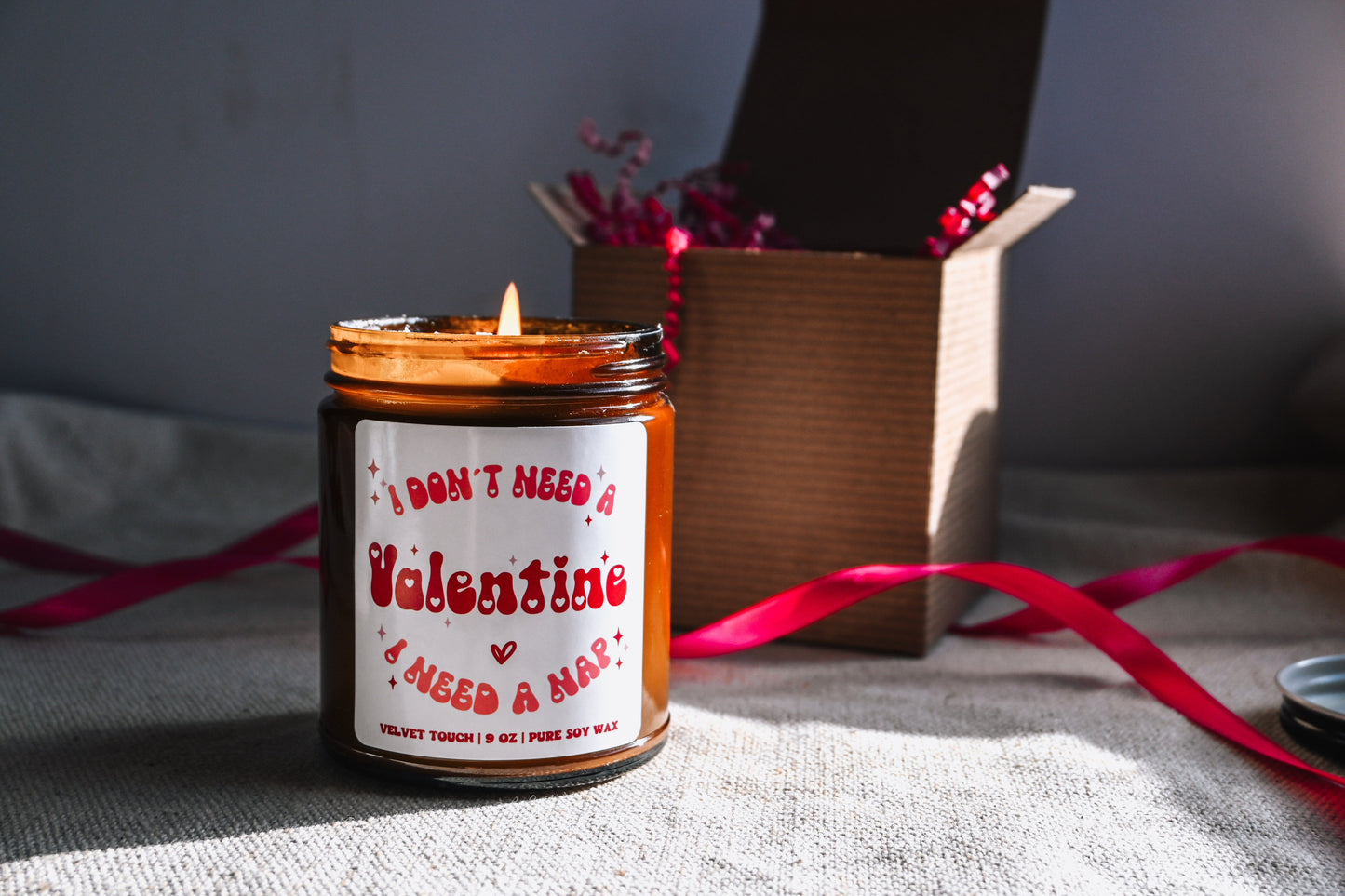 I Don't Need a Valentine I Need a Nap Candle | Single Girl Valentine Gift | Cute Valentines Apartment Decor| 8 oz Scented Soy Candle The Gift Gala Shop Candle Co. 