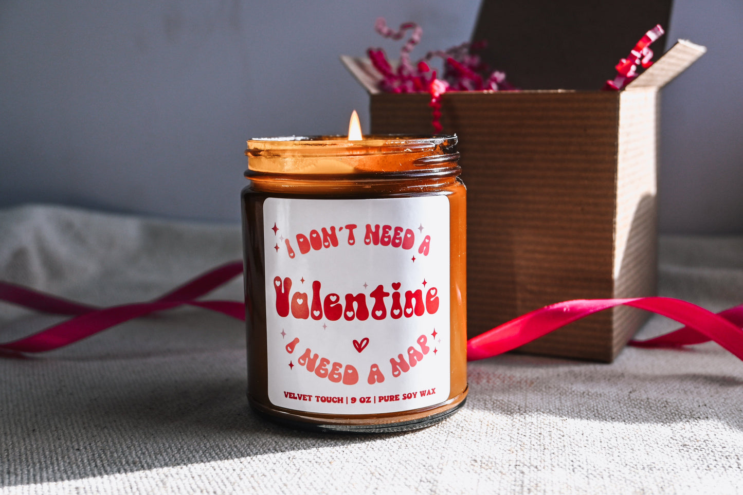 I Don't Need a Valentine I Need a Nap Candle | Single Girl Valentine Gift | Cute Valentines Apartment Decor| 8 oz Scented Soy Candle The Gift Gala Shop Candle Co. 