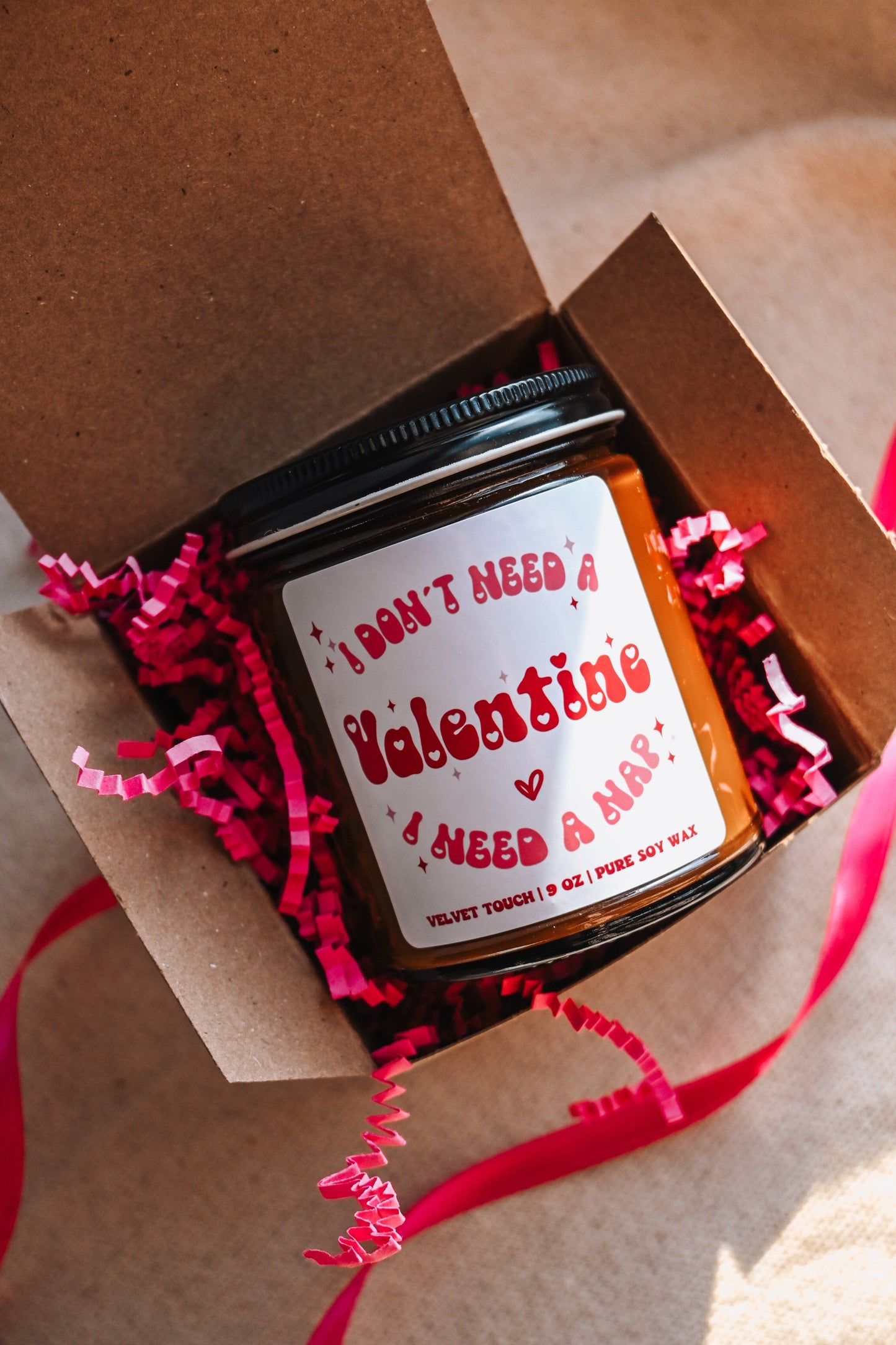 I Don't Need a Valentine I Need a Nap Candle | Single Girl Valentine Gift | Cute Valentines Apartment Decor| 8 oz Scented Soy Candle The Gift Gala Shop Candle Co. 