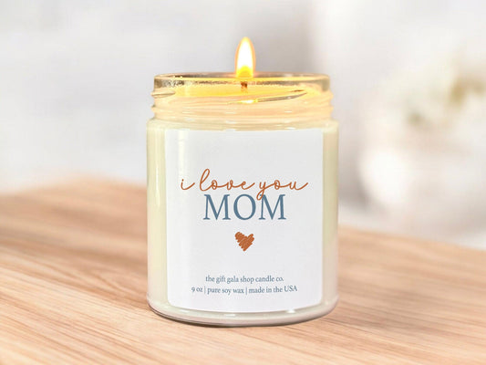 I Love You Mom Scented Candle, Handmade 8 oz Non-Toxic Candle, Personalized Gift Box for Mothers Day The Gift Gala Shop Candle Co.