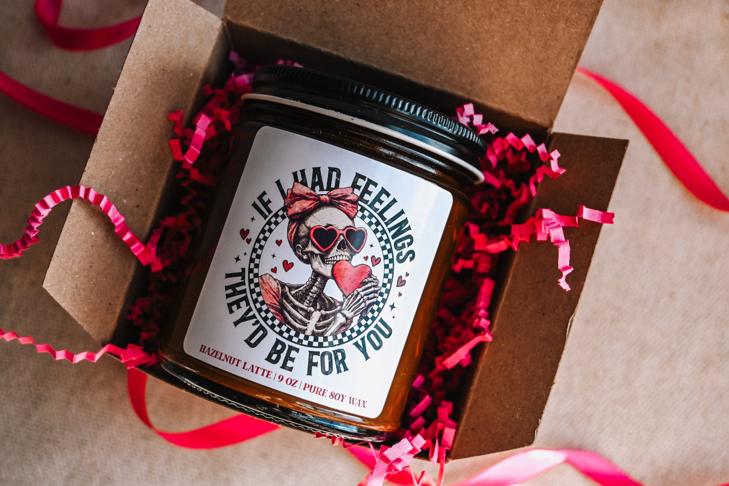 If I Had Feelings They'd Be for You Candle | Funny Single Girl Valentines Gift | 8 oz Hazelnut Latte Soy Candle | Valentines Scented Candle The Gift Gala Shop Candle Co. 