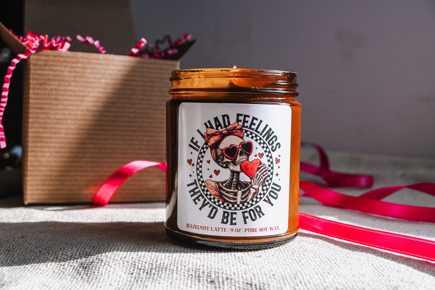 If I Had Feelings They'd Be for You Candle | Funny Single Girl Valentines Gift | 8 oz Hazelnut Latte Soy Candle | Valentines Scented Candle The Gift Gala Shop Candle Co. 