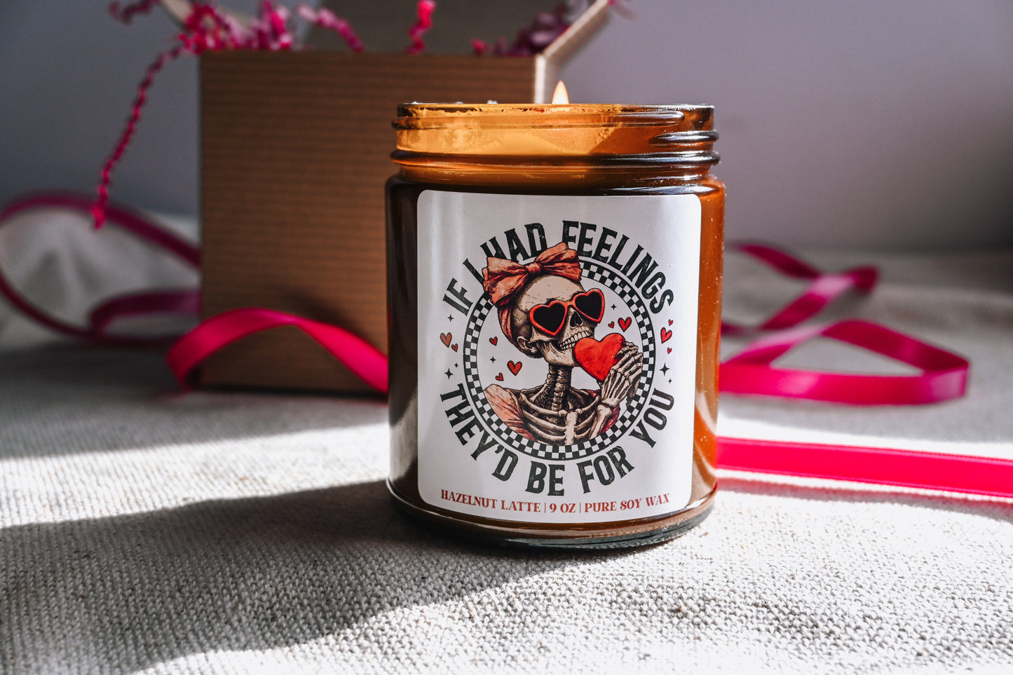 If I Had Feelings They'd Be for You Candle | Funny Single Girl Valentines Gift | 8 oz Hazelnut Latte Soy Candle | Valentines Scented Candle The Gift Gala Shop Candle Co. 