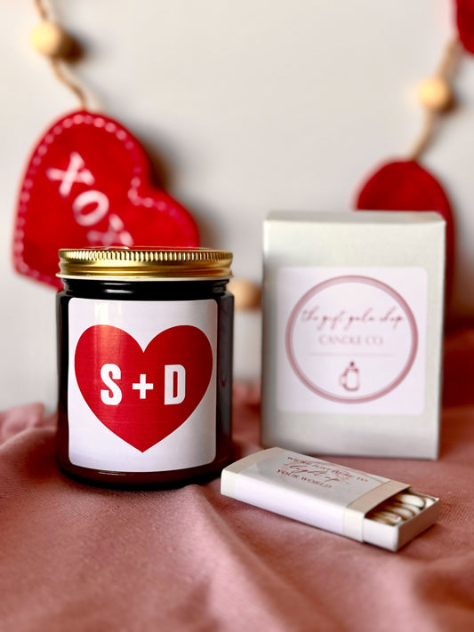 Initial Heart Valentines Day Candle | Personalized Valentines Gift Ideas Soy candle Thegiftgalashop 