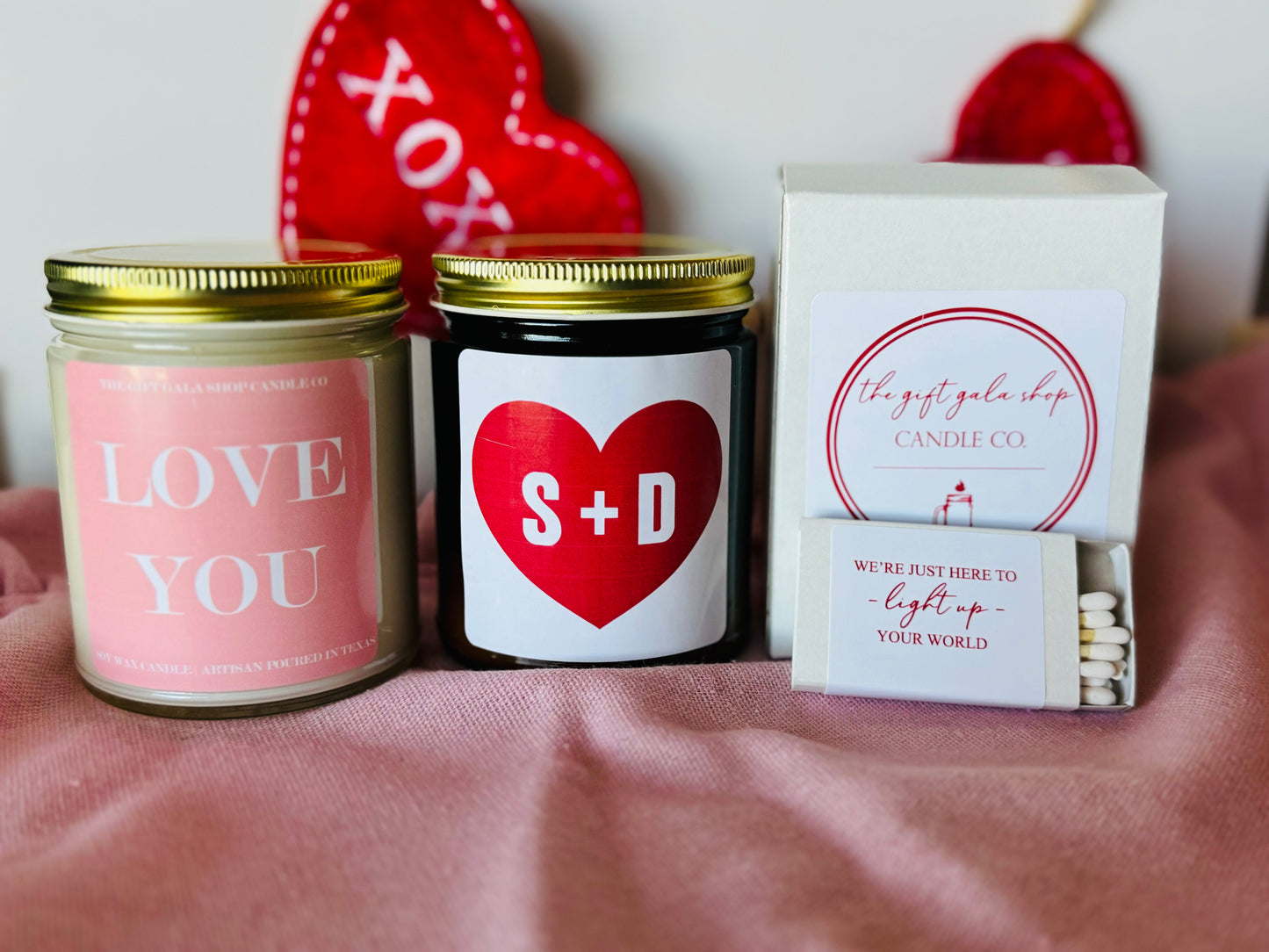 Initial Heart Valentines Day Candle | Personalized Valentines Gift Ideas Soy candle Thegiftgalashop 