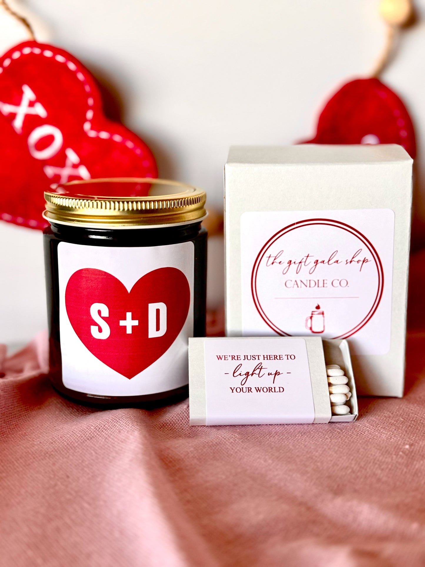 Initial Heart Valentines Day Candle | Personalized Valentines Gift Ideas Soy candle Thegiftgalashop 