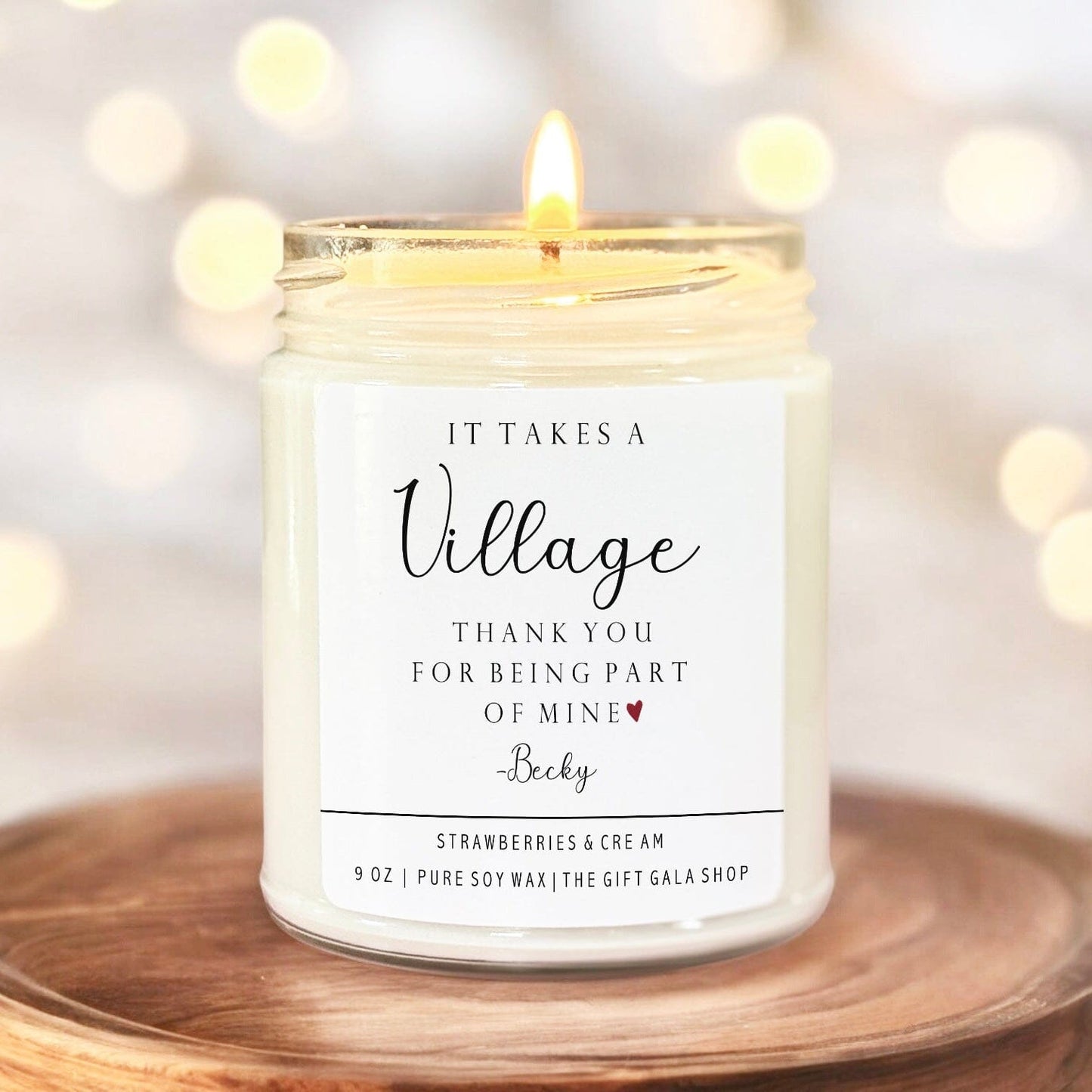 It Takes a Village Candle | Personalized Thank you Gift for Teacher, Babysitter, Mom, Nanny, Daycare, Sister, Aunt, Friend The Gift Gala Shop Candle Co. 