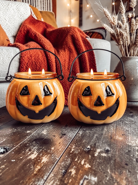 Jack O' Lantern Soy Candle | 12 oz 2 Wick Halloween Pumpkin Candle | Vintage Fall Decor | Cozy Autumn Scents The Gift Gala Shop Candle Co.
