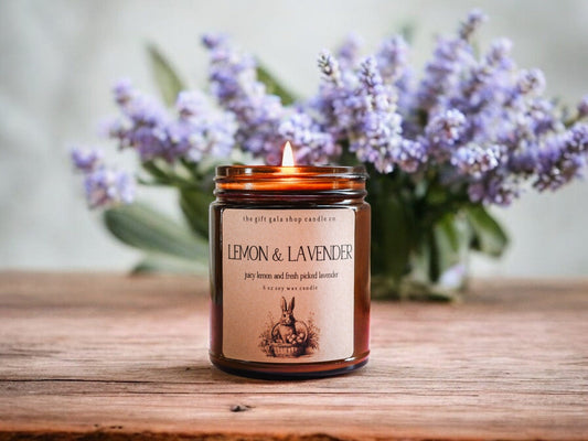 Lemon Lavender Scented Soy Candle for Easter | Best Candles for Primitive Spring Decor | Easter Basket Gift for Grandma, Mom, Teen, Friend, Host The Gift Gala Shop Candle Co.