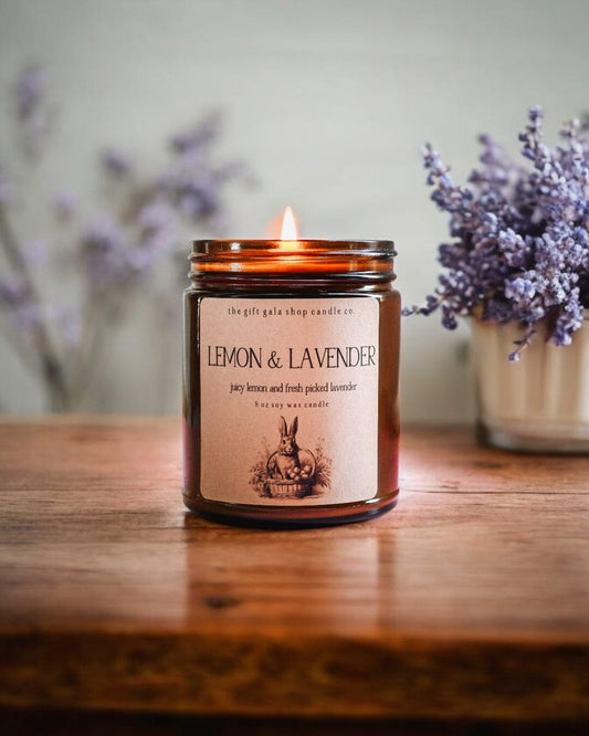 Lemon Lavender Scented Soy Candle for Easter | Best Candles for Primitive Spring Decor | Easter Basket Gift for Grandma, Mom, Teen, Friend, Host The Gift Gala Shop Candle Co. 