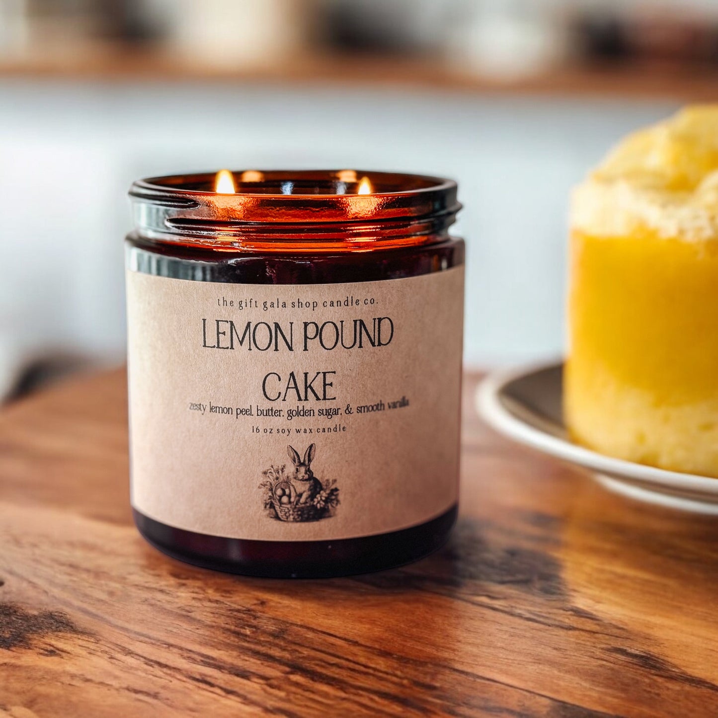 Lemon Pound Cake 16 oz Scented Soy Candle | Farmhouse Easter Table Decor | Best Natural Home Fragrance The Gift Gala Shop Candle Co. 