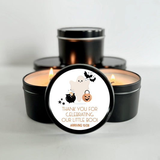 Little Boo Baby Shower Candle Favors | Halloween Baby Shower Favors | Set of 10 Tin Candles by The Gift Gala Shop Candle Co Candle Favors The Gift Gala Shop Candle Co.