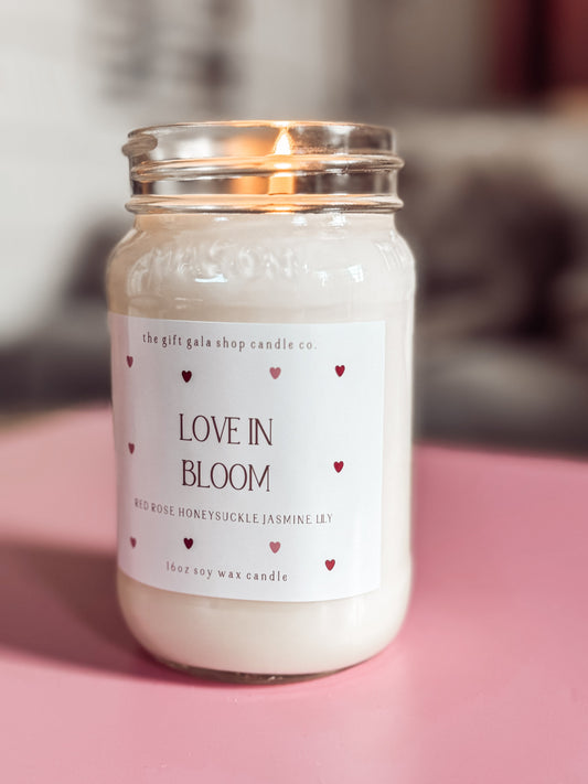 Love in Bloom Floral Candle – 16 oz Valentine’s Soy Candle | Romantic Gift for Girlfriend | Farmhouse Valentine’s Decor | Newlywed Candle The Gift Gala Shop Candle Co.