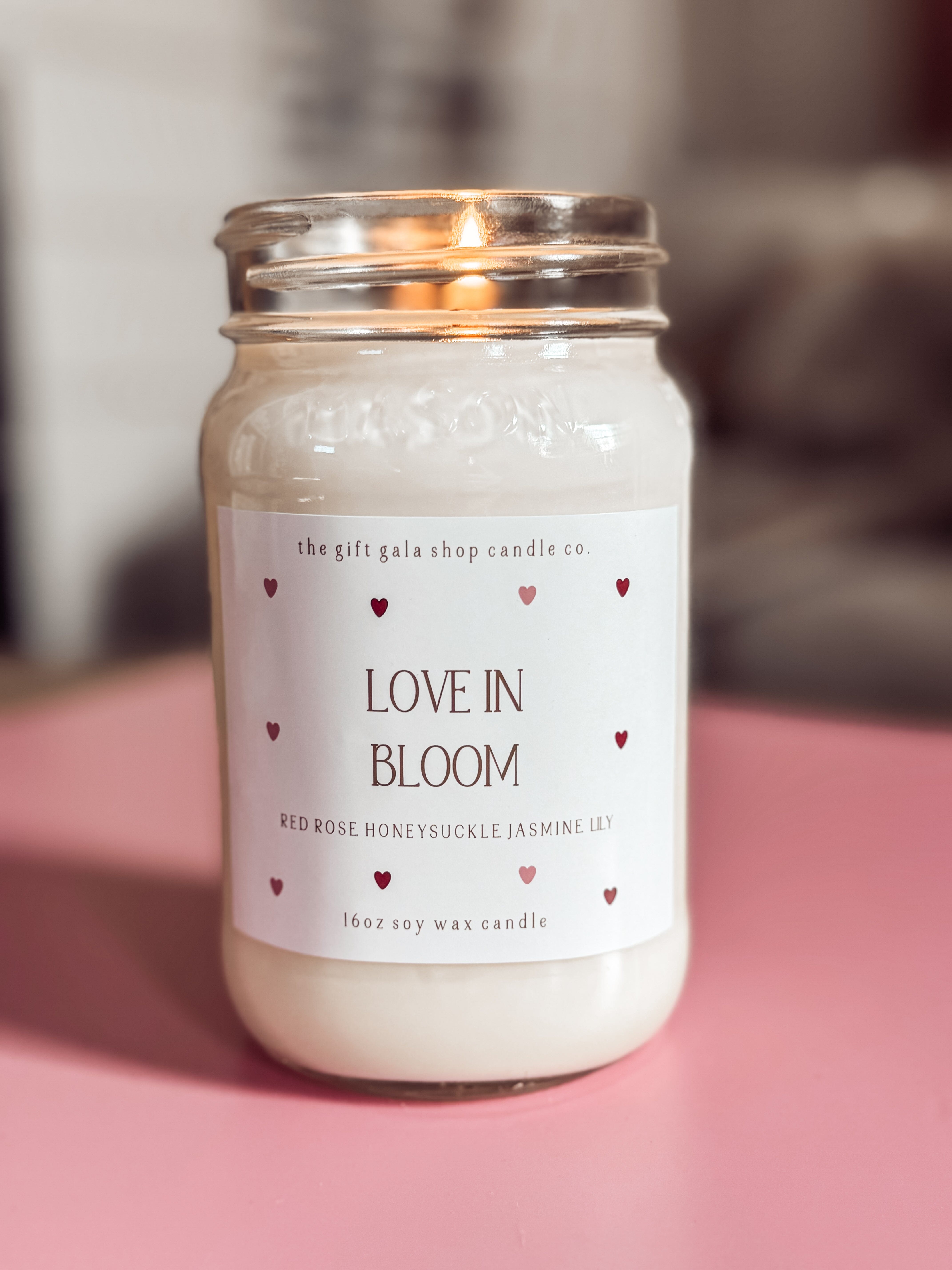Love in Bloom Floral Candle – 16 oz Valentine's Soy Candle