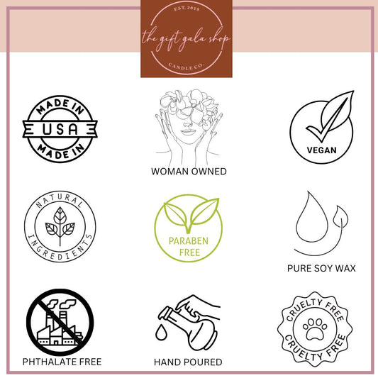 all natural ingredient list for the gift gala shop candle company candles