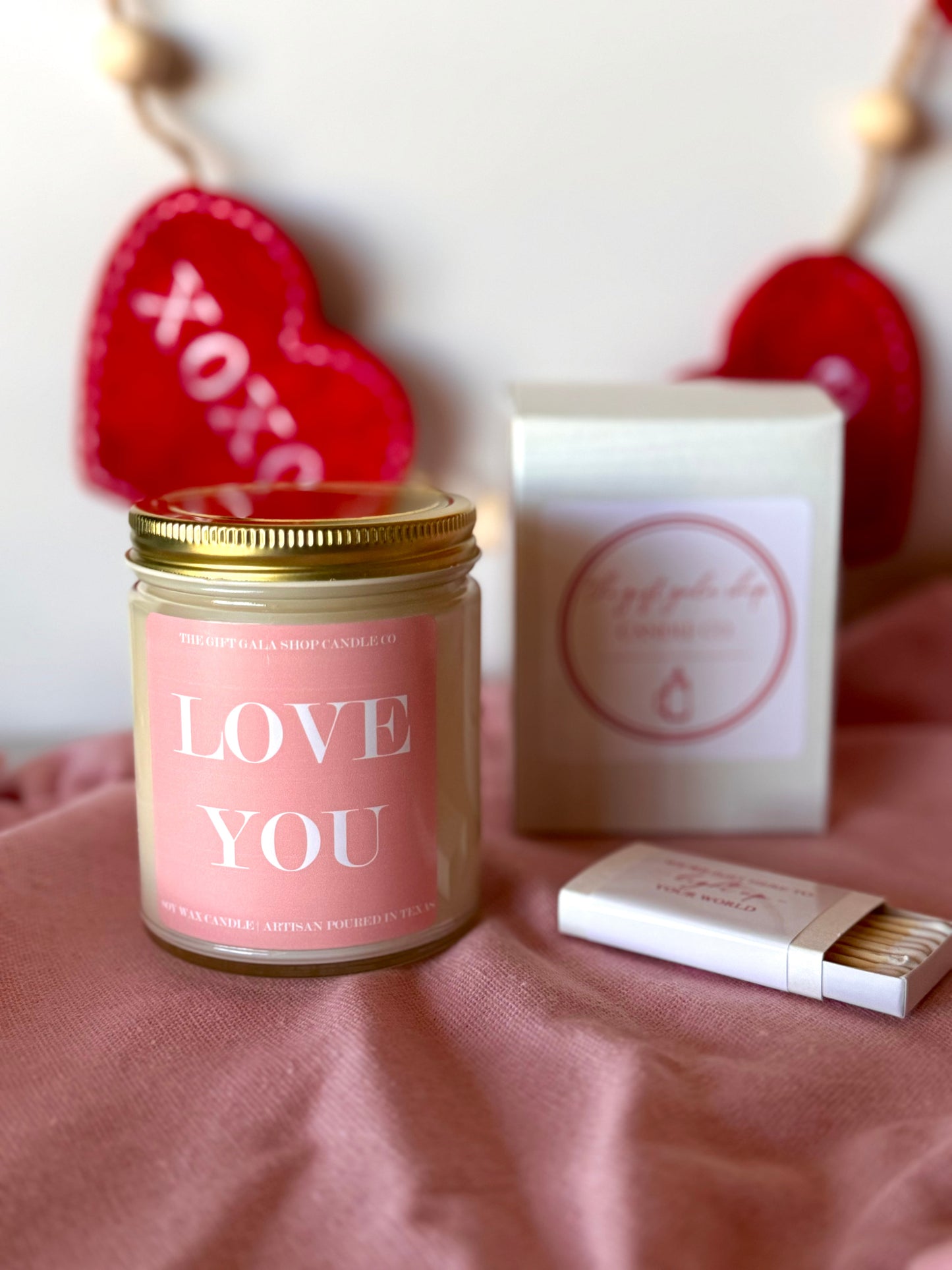 LOVE YOU Valentines Day Candle | Galentines Gift | Valentines Home Decor Soy candle Thegiftgalashop 