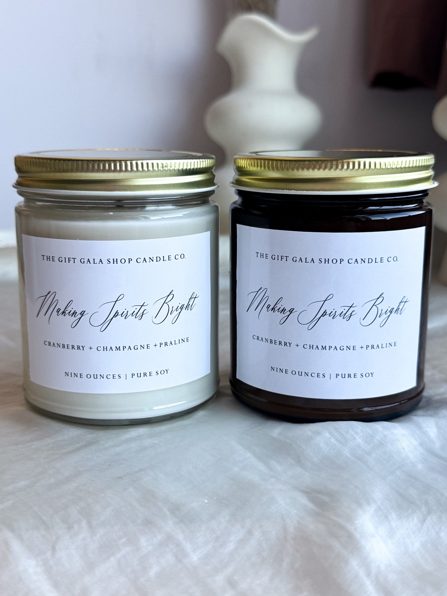 Making Spirits Bright Scented Soy Candle | Cranberry, Champagne & Praline | Non-Toxic Holiday Candle Gift The Gift Gala Shop Candle Co. 