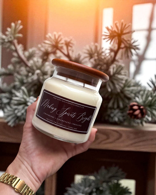 Making Spirits Bright Soy Candle 22 oz | Large Cranberry Champagne Holiday Candle The Gift Gala Shop Candle Co.