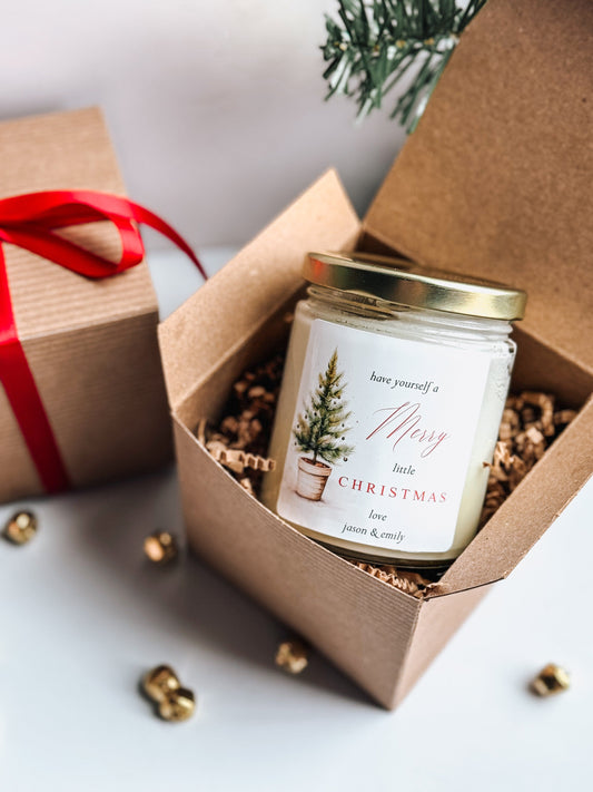 Merry Little Christmas Candle | Handmade Scented Soy Candle | Personalized Candle Gift | Woody Christmas Tree Scent | Christmas Table Decor | Stocking Stuffer Thegiftgalashop