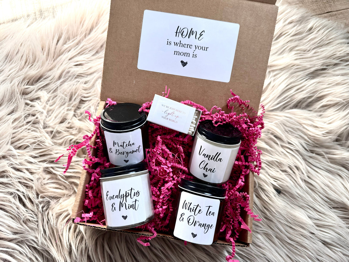 Mothers Day Soy Candle Gift Set | Home Is Where Your Mom Is | 4 oz Candle Sample Gift Box Thegiftgalashop 
