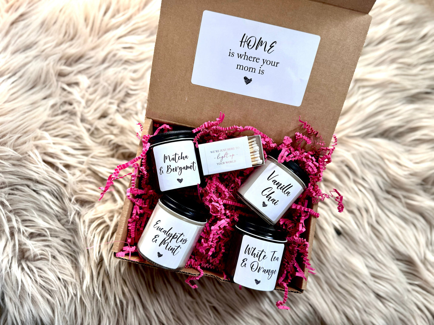 Mothers Day Soy Candle Gift Set | Home Is Where Your Mom Is | 4 oz Candle Sample Gift Box Thegiftgalashop 