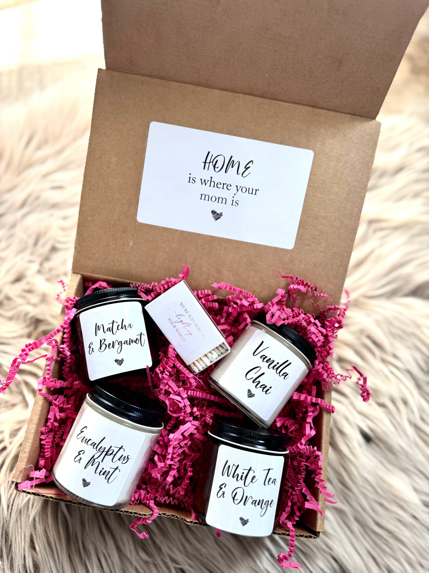 Mothers Day Soy Candle Gift Set | Home Is Where Your Mom Is | 4 oz Candle Sample Gift Box Thegiftgalashop 