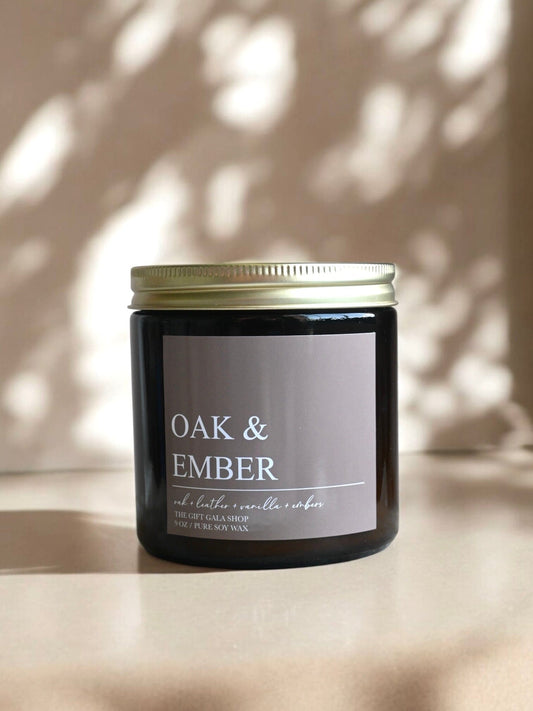 Oak and Ember Fall Candle – White Oak, Vanilla & Whiskey | Woven Autumn Collection | 16 oz Soy Candle Soy candle The Gift Gala Shop Candle Co.