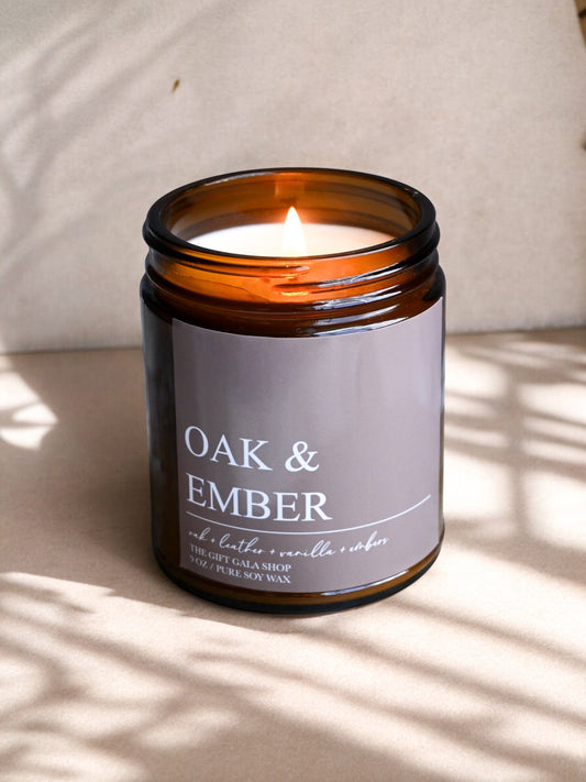 Oak and Ember Fall Candle – White Oak, Vanilla & Whiskey | Woven Autumn Collection | 9 oz Soy Candle Soy candle The Gift Gala Shop Candle Co.