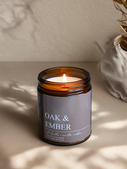 Oak and Ember Fall Candle – White Oak, Vanilla & Whiskey | Woven Autumn Collection | 9 oz Soy Candle Soy candle The Gift Gala Shop Candle Co.