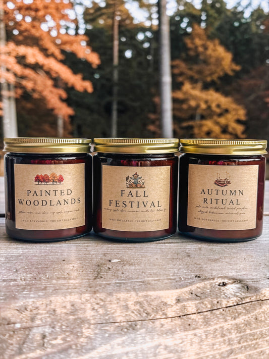 October Traditions Rustic Amber Jar Fall Candle | 2 Wick Non-Toxic Soy Candle | Cozy Autumn Scents The Gift Gala Shop Candle Co.