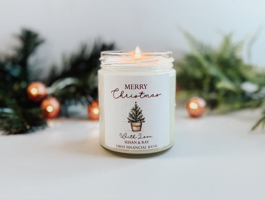 Personalized Merry Christmas Candle | Holiday Soy Candle | Christmas Tree Scented Candle | Christmas Table Decor | Stocking Stuffer Thegiftgalashop 