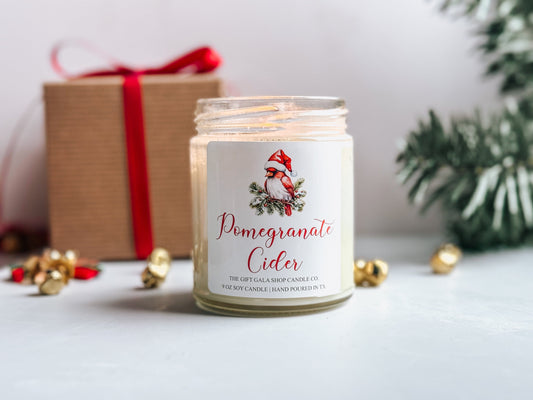 Pomegranate Cider Soy Candle | Handmade Soy Candle | Cozy Christmas Gift | Holiday Home Decor | Stocking Stuffer | The Gift Gala Shop Candle Co. Thegiftgalashop