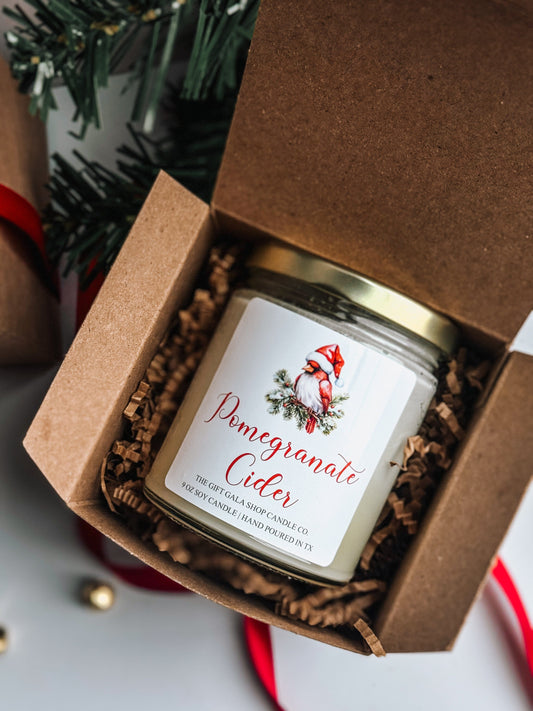 Pomegranate Cider Soy Candle | Handmade Soy Candle | Cozy Christmas Gift | Holiday Home Decor | Stocking Stuffer | The Gift Gala Shop Candle Co. Thegiftgalashop 