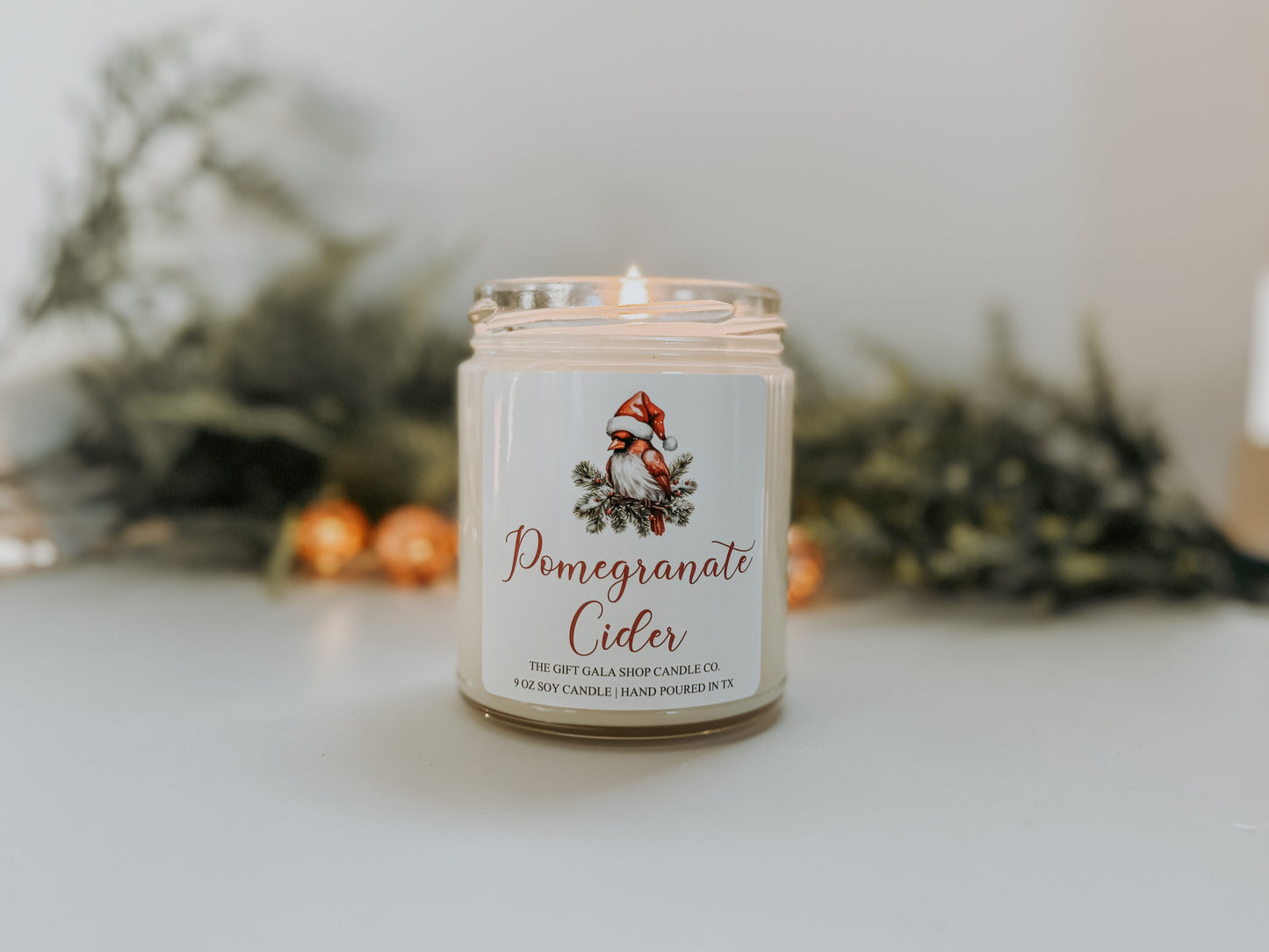 Pomegranate Cider Soy Candle | Handmade Soy Candle | Cozy Christmas Gift | Holiday Home Decor | Stocking Stuffer | The Gift Gala Shop Candle Co. Thegiftgalashop 