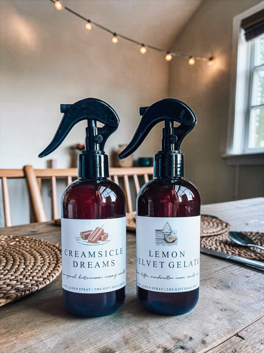 PRE- ORDER Mid Summer Linen Spray | 8 oz Home Fragrance Mist | Non-Toxic Linen & Fabric Spray | Summer Gourmand Scents The Gift Gala Shop Candle Co.