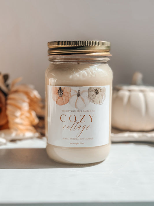 Pumpkin Patch 16 oz Mason Jar Candle | Handmade Autumn Soy Candles | The Gift Gala Shop Candle Co. Thegiftgalashop