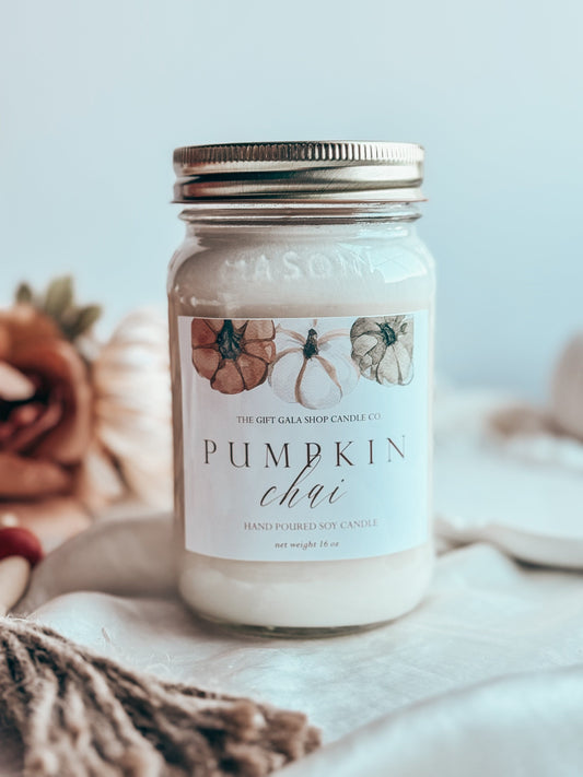 Pumpkin Patch 16 oz Mason Jar Candle | Handmade Autumn Soy Candles | The Gift Gala Shop Candle Co. Thegiftgalashop 