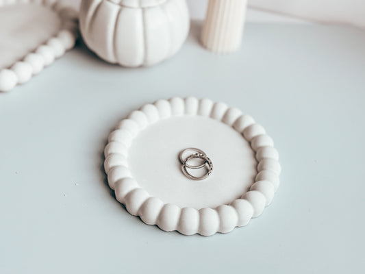 Round Farmhouse Trinket Tray | Handmade Concrete Candle Holder | Modern Home Decor | The Gift Gala Shop Candle Co. candle holder The Gift Gala Shop Candle Co. 