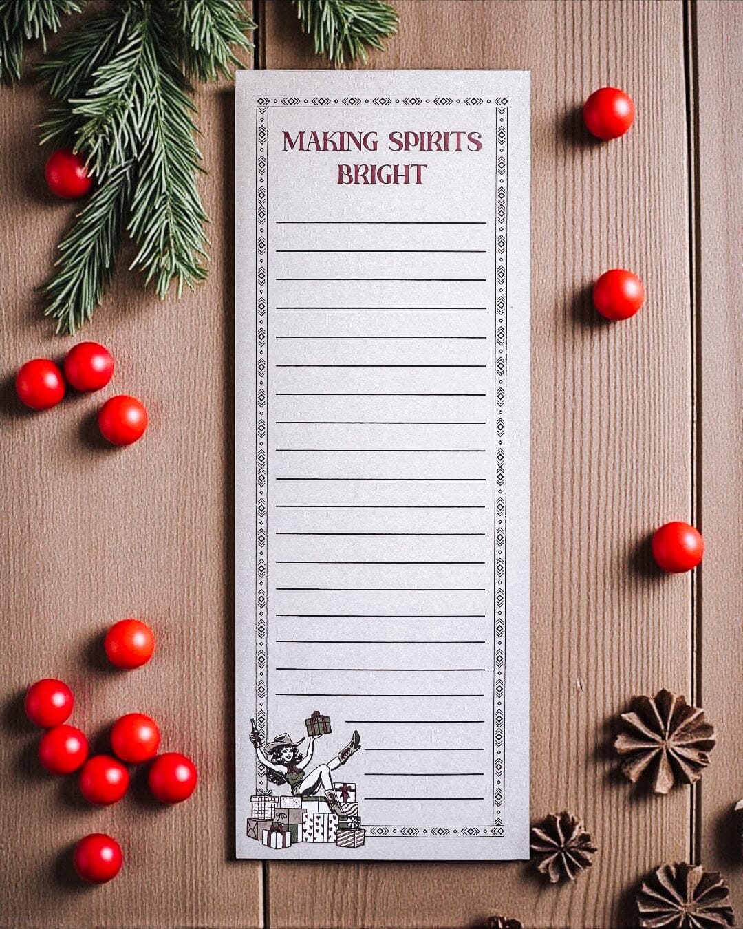 Rustic Cowboy Christmas Notepad | Cowgirl Making Spirits Bright | West ...