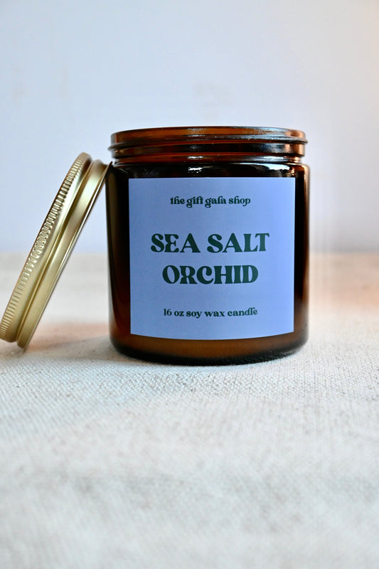 Sea Salt & Orchid 16 oz Scented Candle | Handmade Soy Candle | Spring Candles The Gift Gala Shop Candle Co. 