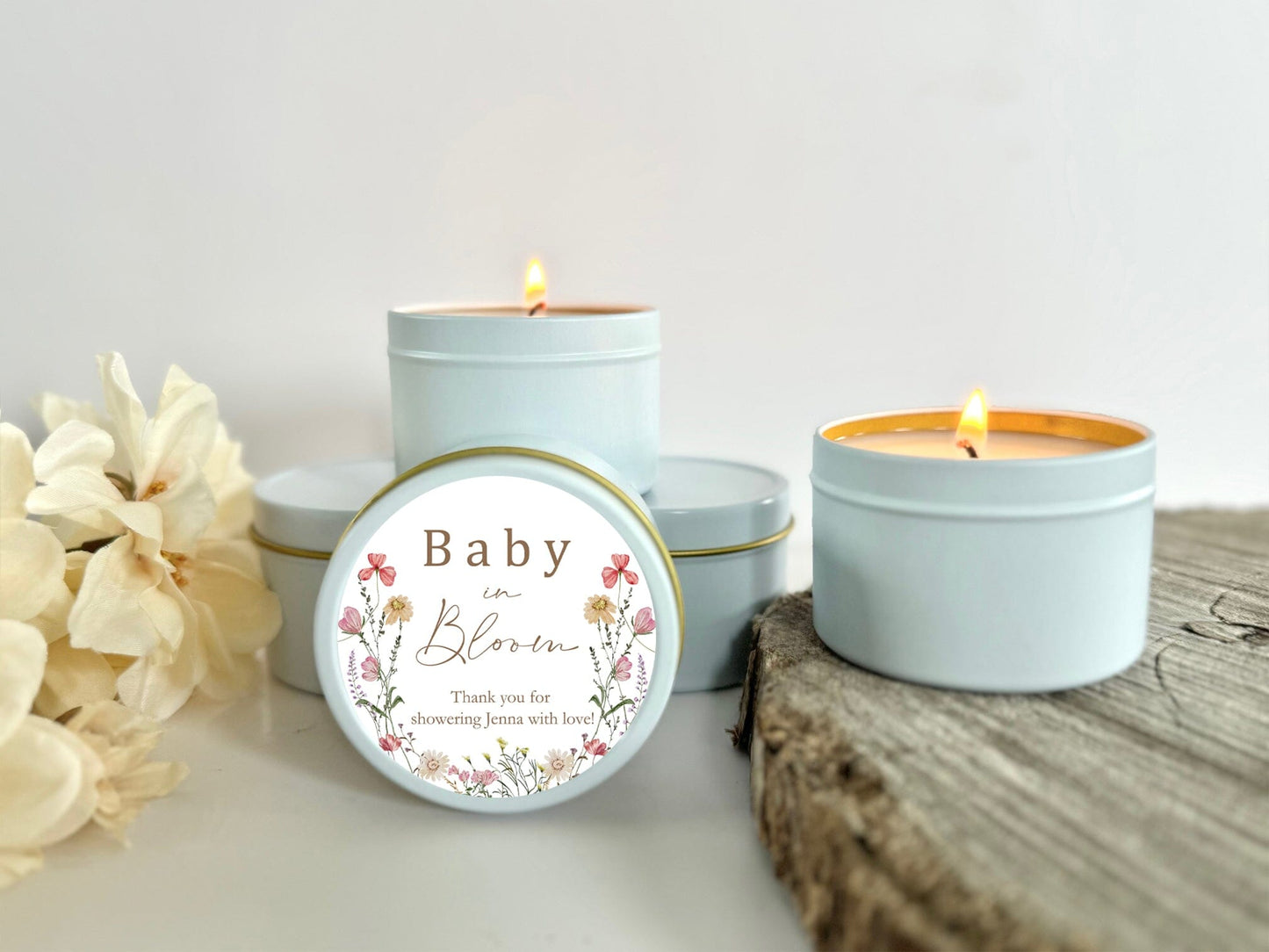 Set of 10 Wildflower Baby Shower Candle Favors | Baby In Bloom Shower Baby Shower Decor Candle Favors The Gift Gala Shop Candle Co. 