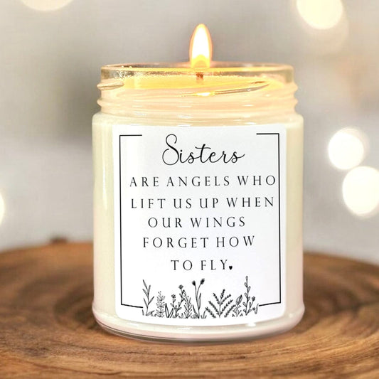 Sisters Are Angels Candle | Sister Birthday Gift |Thoughtful Gift for Sister | Sentimental Sister Keepsake | Handmade Scented Soy Candle The Gift Gala Shop Candle Co.